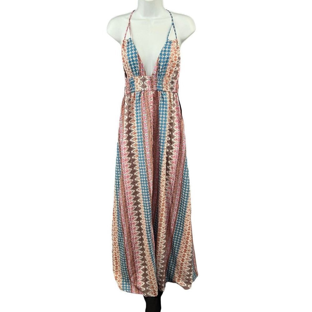 Lulus Maxin' Relaxin' Multi Print Maxi Dress Size Small NWT - Picture 4 of 10